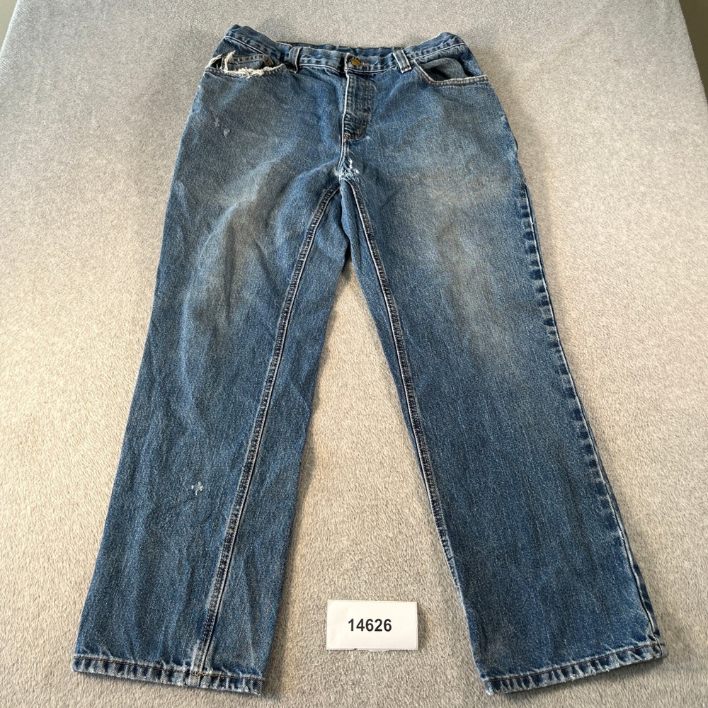 Carhartt Flame Resistant Straight Leg Jeans Mens 34x30 Blue Denim Medium Wash
